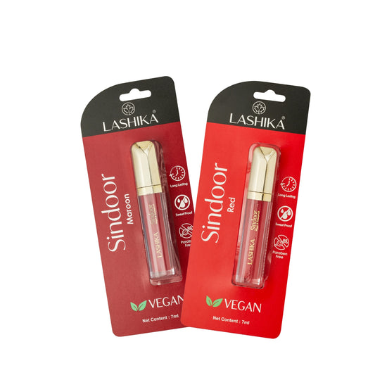 Lashika Vegan Sindoor-Pack of 2 (Red & Maroon/Dark Red)