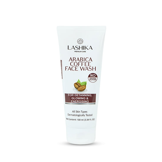 Lashika Arabica face wash, featuring Arabic coffee, promotes radiant skin and a refreshing cleansing experience.